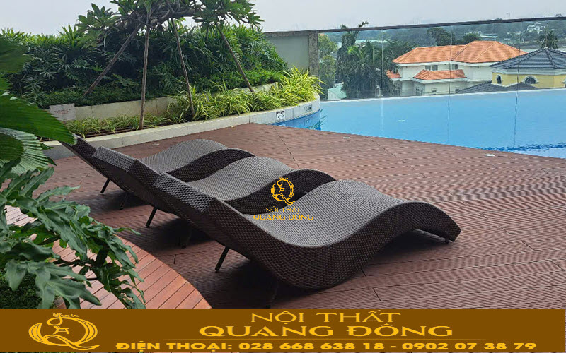 Ghế nằm hồ bơi QD-1279 kiểu dáng uốn lượn mềm mại đẹp mắt Ghế nằm thư giãn tắm nắng cho hồ bơi bãi biển đan nhựa giả mây, thiết kế liền khối chắc chắn, kiểu dáng uốn lượn ôm chọn lưng người nằm mang đến cảm giác thoải mái cho người nằm