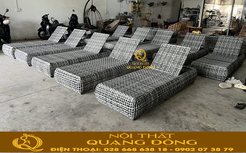 Ghế nằm hồ bơi QD-1281 hoàn thiện giao khách tại xưởng Nội thất Quang Đông