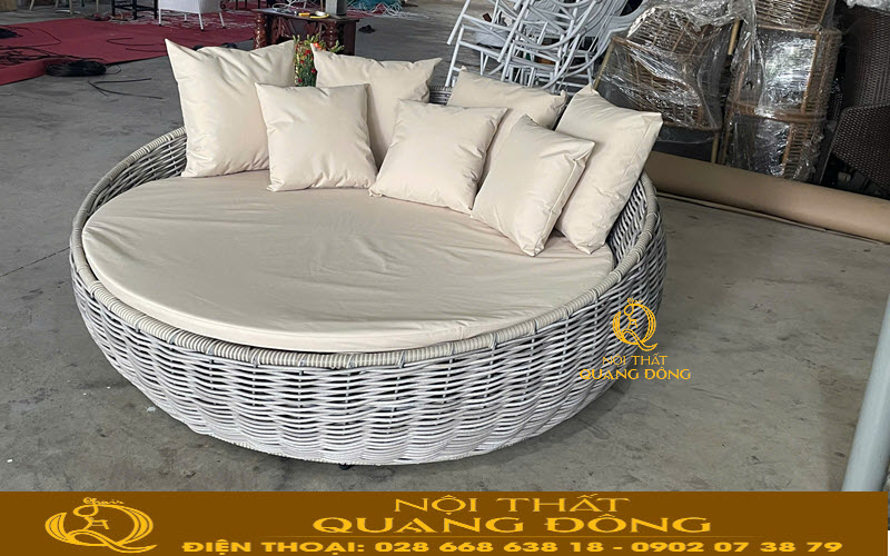 Nội Thất Quang Đông sản xuất giường tắm nắng QD-553 giường tắm nắng mây nhựa QD-553 sản xuất trực tiếp tại xưởng Nội Thất Quang Đông