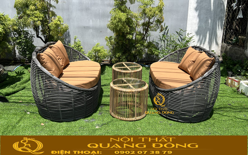 Sofa giả mây QD-757 với chất liệu cao cấp phù hợp sử dụng ngoài trời