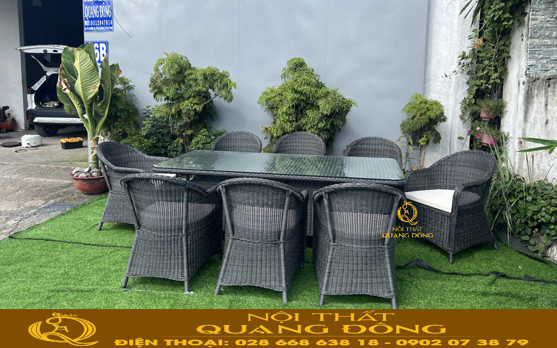 Bộ bàn ăn với bàn hình chữ nhật dành cho 8 - 10 người