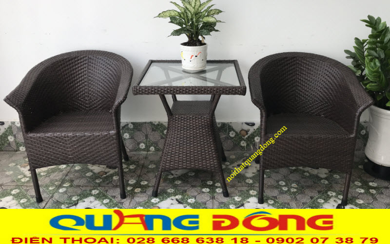 Bàn ghế nhựa giả mây ngoài trời, sân vườn QD - 274 bàn ghế mây nhựa ngoài trời, sân vườn