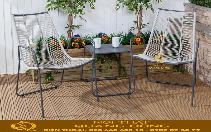 Bàn ghế mây nhựa sân vườn QD-2060 Nội thất Quang Đông