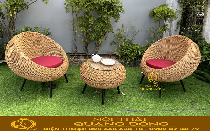 Bộ bàn 2 ghế mẫu QD-2093 cho không gian ban công, sân thượng hoặc phòng sách