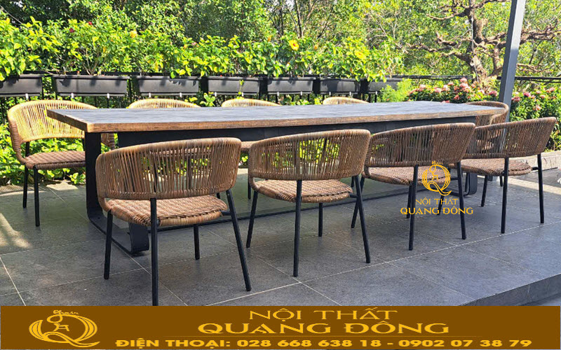 Bàn ghế giả mây QD-2103 mẫu bàn ghế BBQ ngoài trời sân vườn Bàn ghế giả mây QD-2103 mẫu bàn ghế BBQ ngoài trời sân vườn