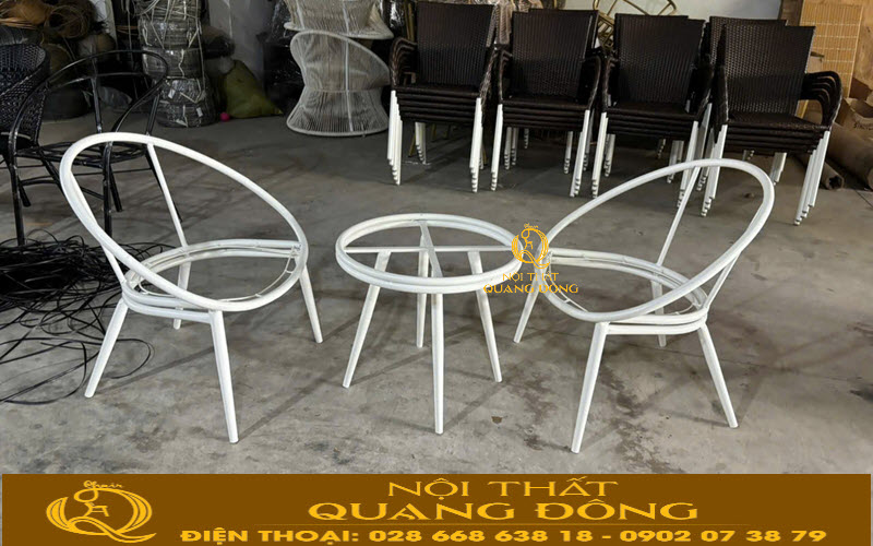 Khung bàn ghế mây nhựa QD - 2110 bằng thép sơn tĩnh điện tăng độ bền và khả năng chịu lực