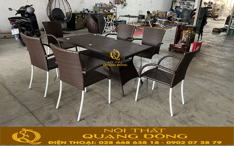 Nội thất Quang Đông trực tiếp sản xuất bàn ghế giả mây QD - 2113