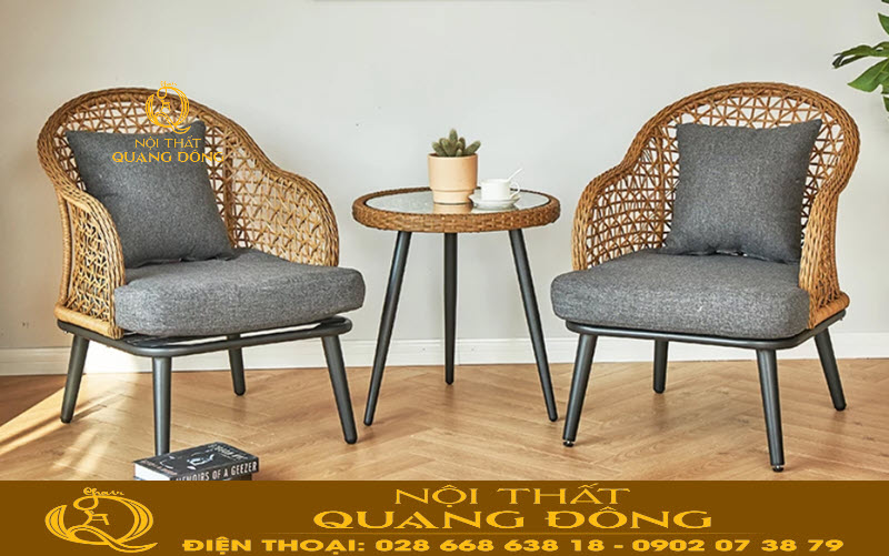 Bộ bàn ghế giả mây QD-309|Ghế sân vườn Bàn ghế giả mây QD-309 mang phong cách hiện đại, sang trọng