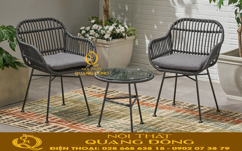 Bàn ghế mây nhựa cao cấp cho sân vườn nhỏ xinh