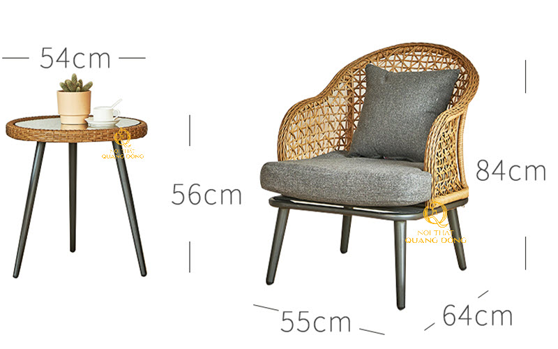 kích thước bàn ghế mẫu QD-309 được thể hiện qua hình ảnh chi tiết rõ ràng
