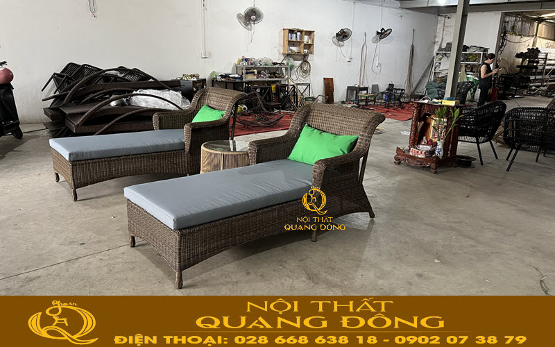 Ghế nằm hồ bơi mây nhựa QD-1267 sản xuất tại Nội Thất Quang Đông với chất lượng và uy tín hàng đầu