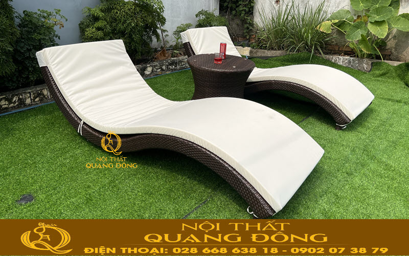 Ghế  nằm hồ bơi QD-576 bằng chất liệu mây nhựa sang trọng cao cấp