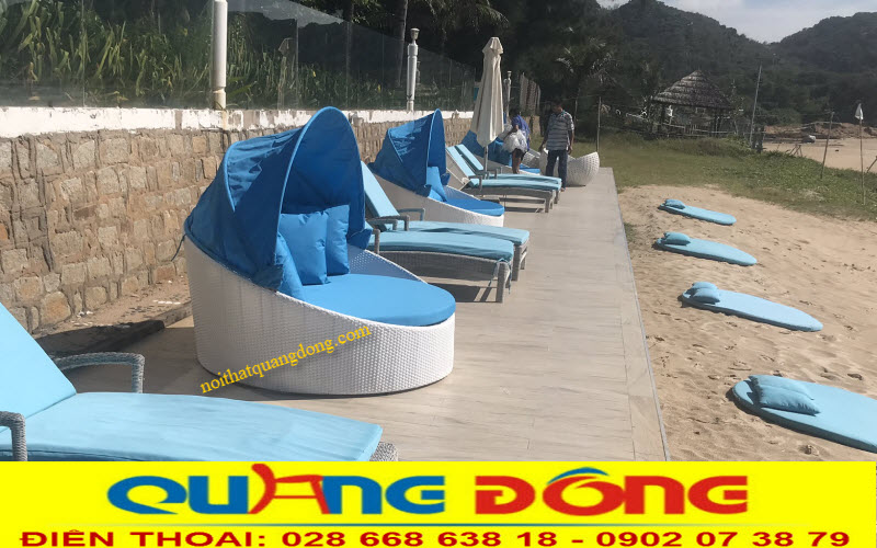 Mẫu sofa giường tắm nắng có mái vòm QD-536 Giường tắm nắng QD-536 tại Anoasis Resort Long Hai
