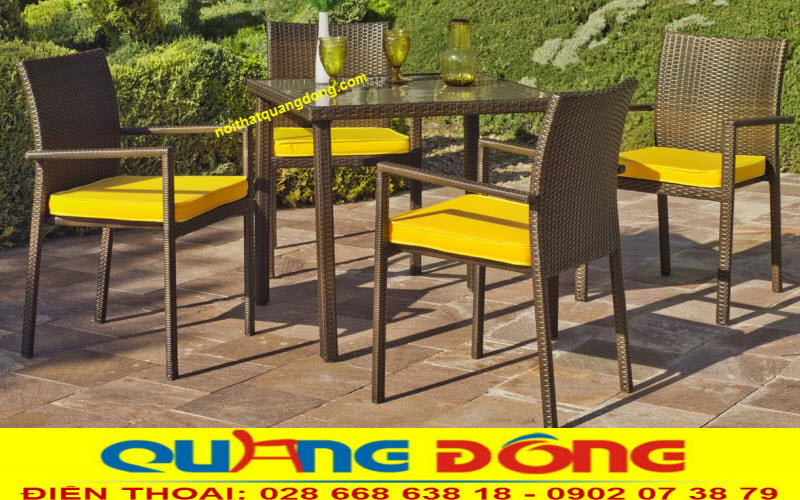 Bàn ghế mây nhựa QD-2023|Ghế ngoài trời Bàn ghế mây nhựa sân vườn, ngoài trời