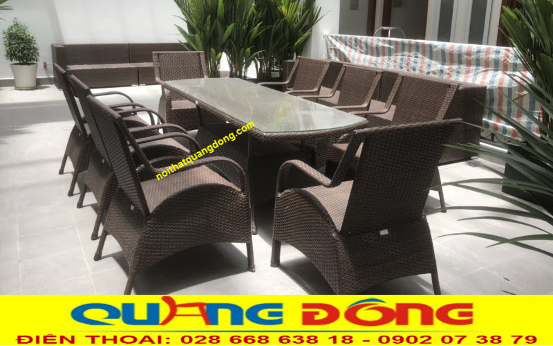 Bàn ghế giả mây|Bàn ăn mây nhựa