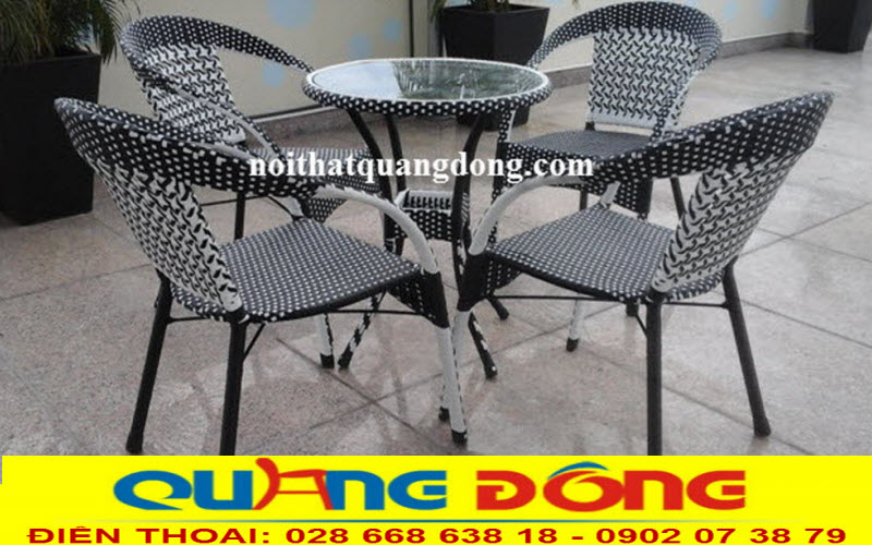 Bàn ghế giả mây QD-281|Bàn ghế cafe