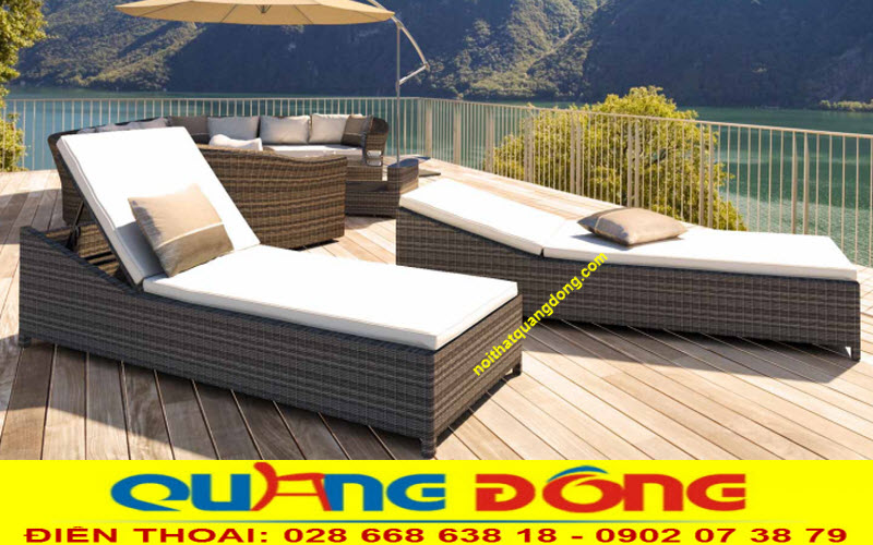 Ghế hồ bơi nhựa giả mây đẹp