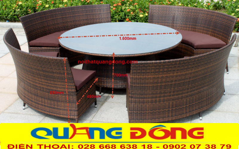 Sofa mây nhựa QD-603 kiểu dáng tròn Sofa mây nhựa dạng tròn
