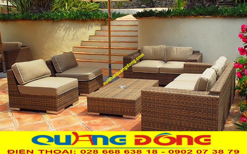 Bộ sofa phòng khách, sân vườn đẹp Sofa mây nhựa sân vườn chất lượng