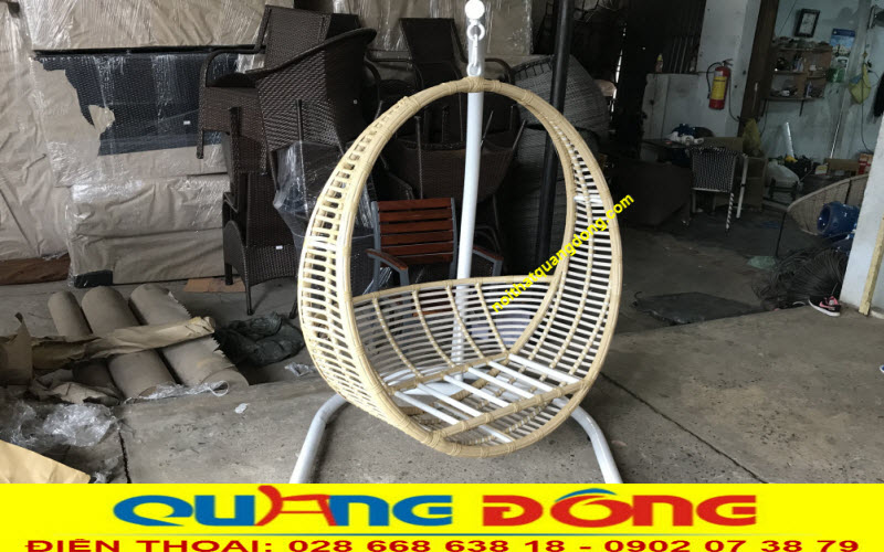 Xích đu ngoài trời|Xích đu mây nhựa qd-420