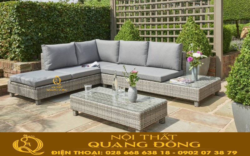 Với kiểu thiết kế của bộ sofa giả mây QD-617 giúp tiếp kiệm khá nhiều không gian 