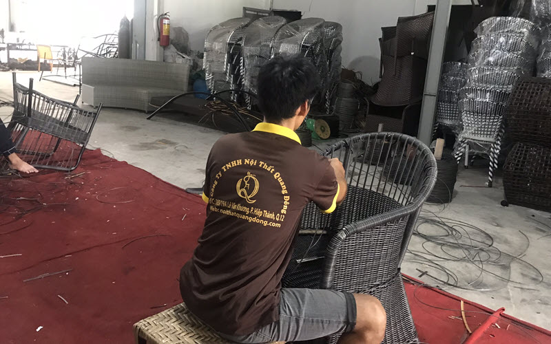 Ghế giả mây đan sợi mây nhựa chính phẩm keo zin
