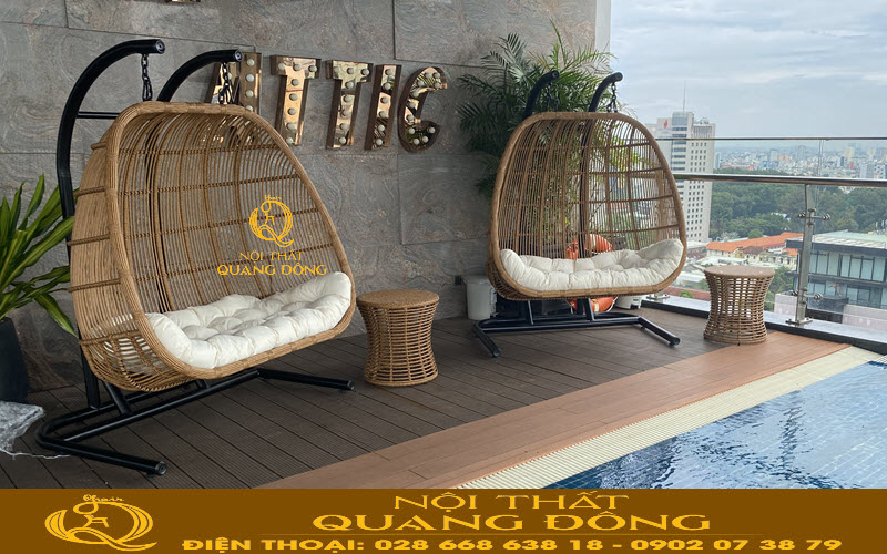 Xích đu giả mây QD-427 được Nội Thất Quang Đông bàn giao cho bên Northern Hotel Sài Gòn Quận 1
