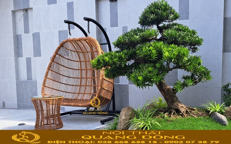 Xích đu giả mây QD-431 sử dụng cho 2 người chuyên dụng cho không gian ngoài trời