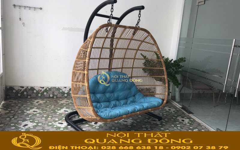 Xích đu giả mây sân vườn ngoài trời QD-427 Mẫu xích đu nghệ thuật bằng mây nhựa QD-427