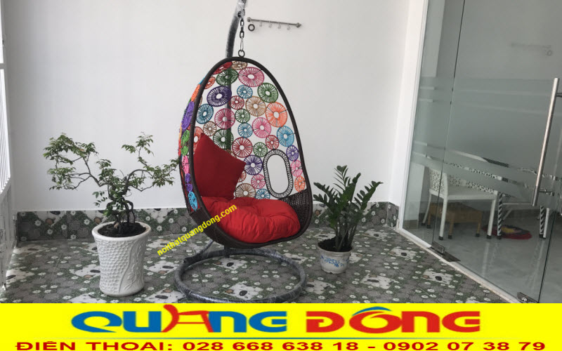 Xích đu mây nhựa 7 màu QD-429 Xích đu giả mây 7 màu QD-429